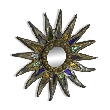 Miroir soleil en plomb dans le style de Line Vautrin, Irena Jaworska