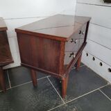 Pair of vintage 70s walnut bedside tables