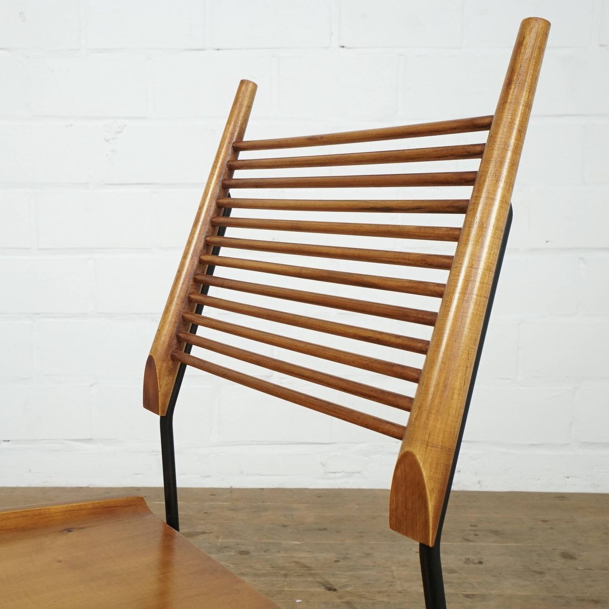Set of 6 Maple and iron "Shovel" chairs by Paul Mccob