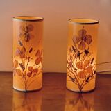 Pair of vintage dried flower lamps
