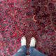 1920s Handmade Antique Wool Floral Rug, Red & Navy, 313 × 396 cm - 1C1303