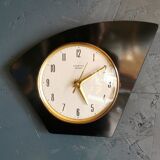 Vintage formica clock silent asymmetrical wall pendulum "Vedette noir"
