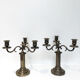 Pair of silver metal candle holders, 1950