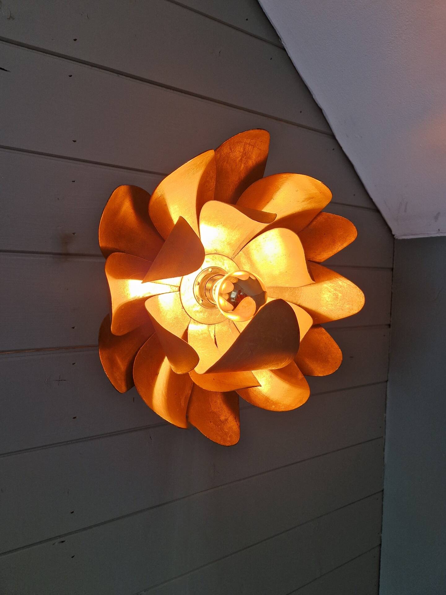 Gold metal floral wall light, 1960-70.