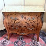 Louis XV style curved ladies' chest of drawers with marquetry