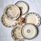 Antique dessert plates mismatched iron earth