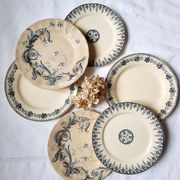Antique dessert plates mismatched iron earth
