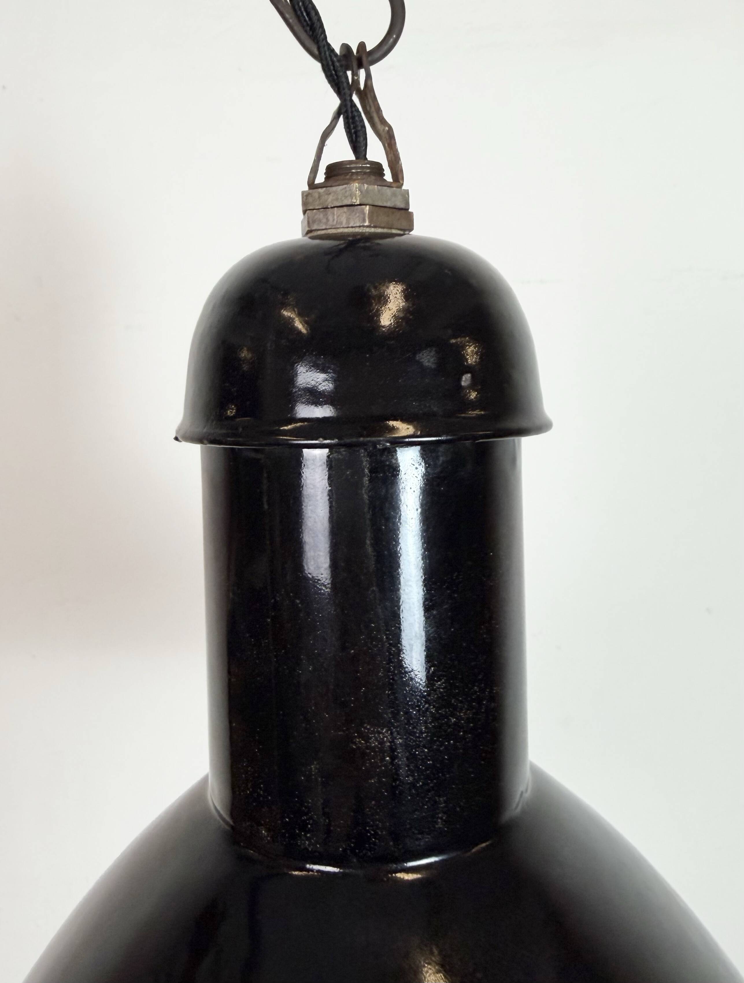 Black Enamel Industrial Pendant Lamp from AEG, 1930s