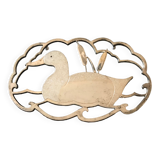Silver metal duck trivet