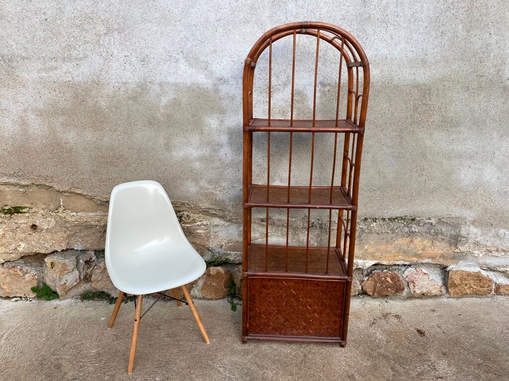 Vintage 70s rattan library
