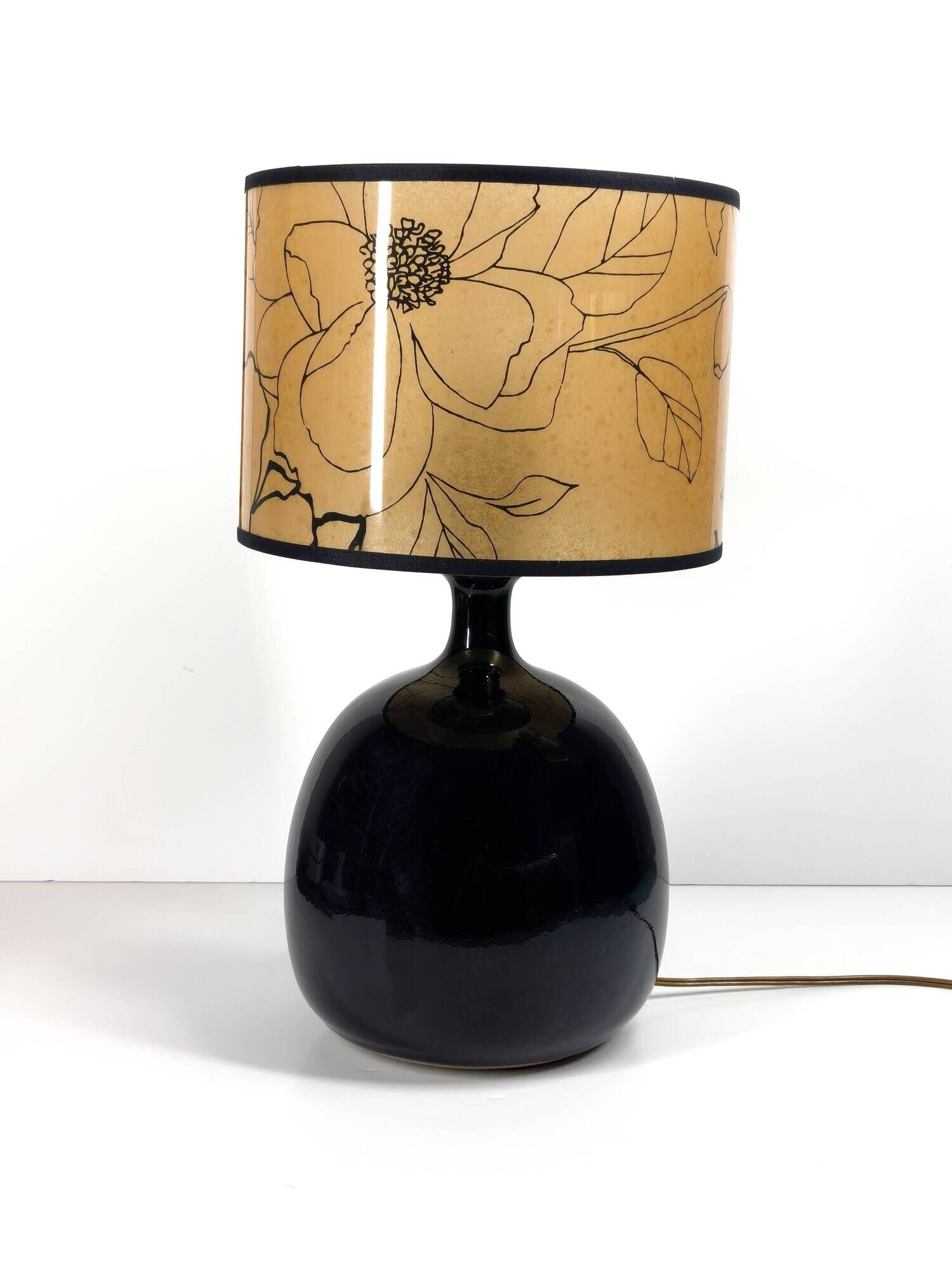 Deep black ceramic ball lamp base