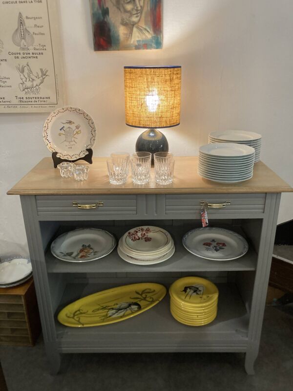 Buffet ouvert Art Déco gris cendré