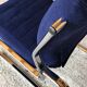 Paire de fauteuils vintage chrome et microfibre bleue circa 70
