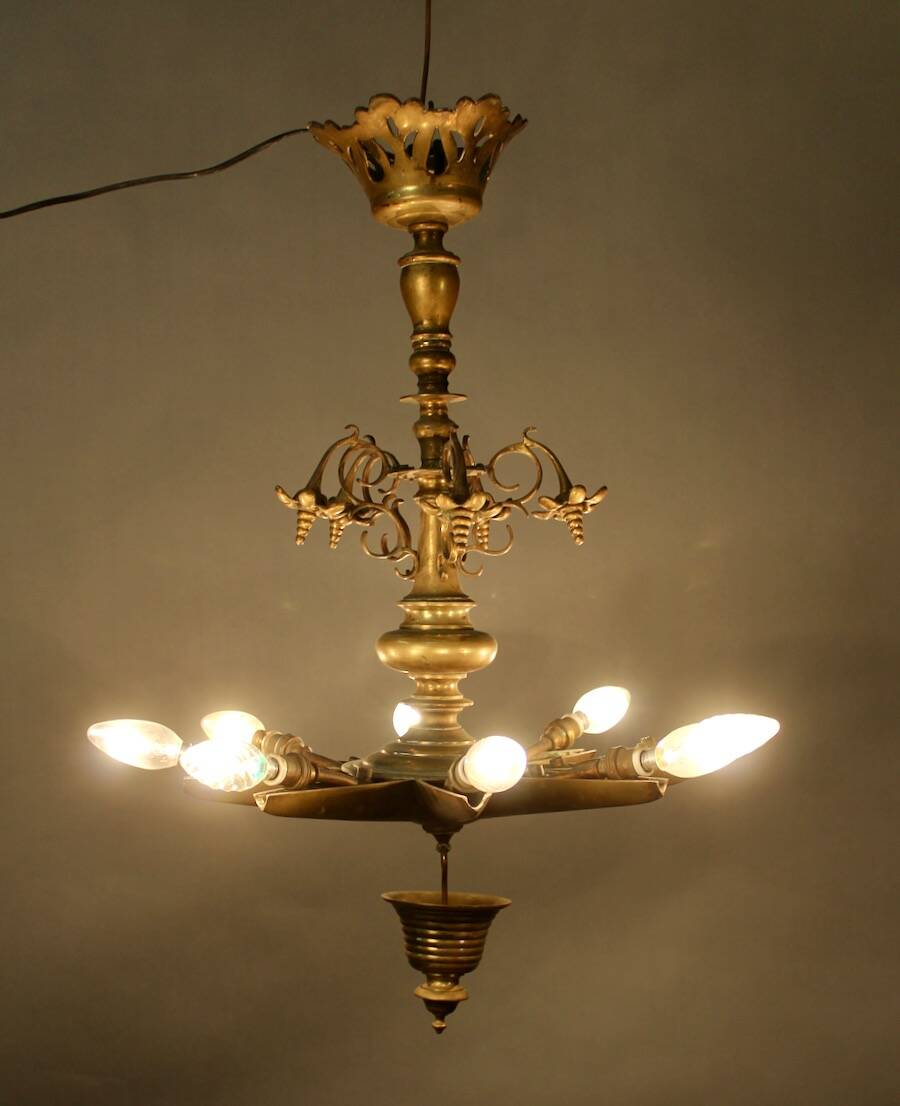 19th Century Bronze Synagogue Chandelier