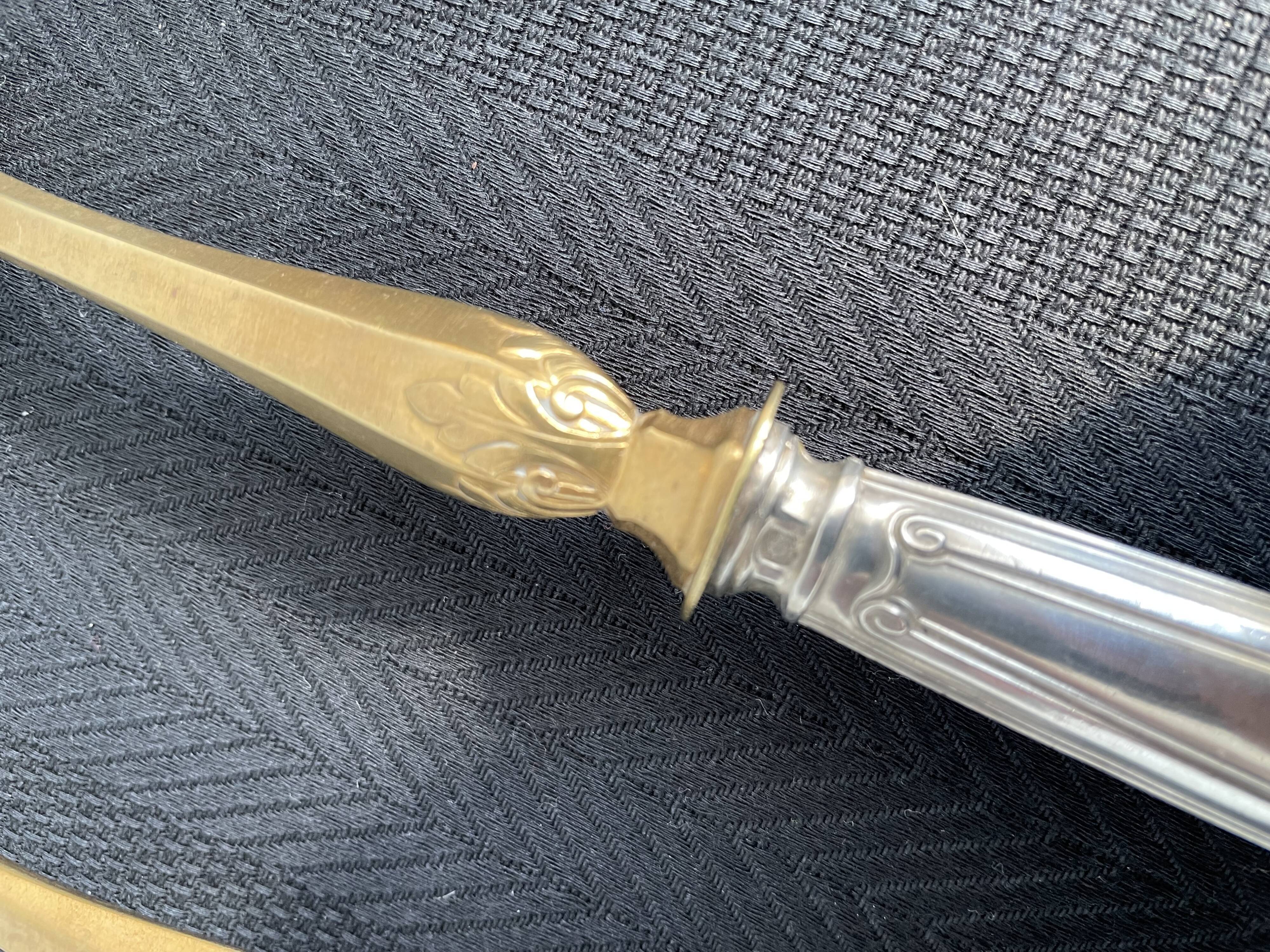 Salad cutlery service, filled silver, gold metal, France