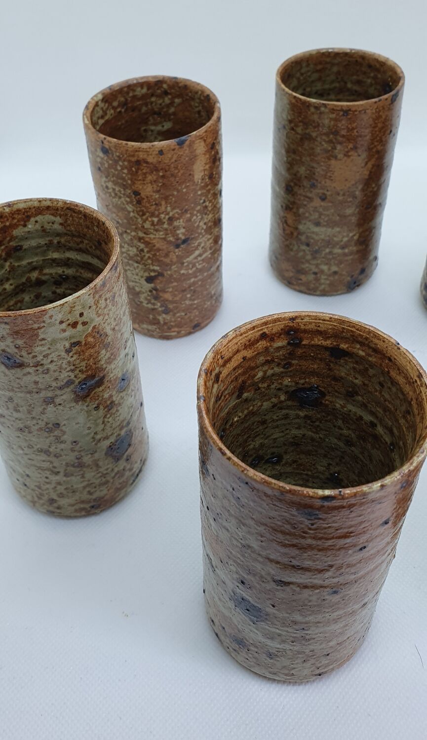 6 verres haut en grès pyrité
