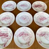 Set of 9 red earthenware plates from Terre de Fer Samaritaine - 19th century.