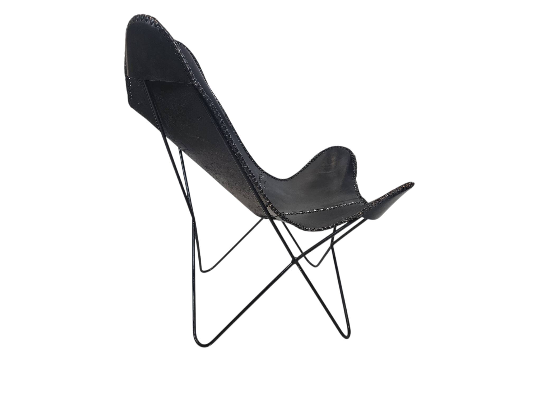 Lounge chair - Butterfly chair - leather - metal - 1990s