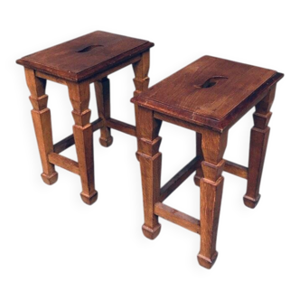 Set of Dutch Art Deco S Handle Stools, 1930s