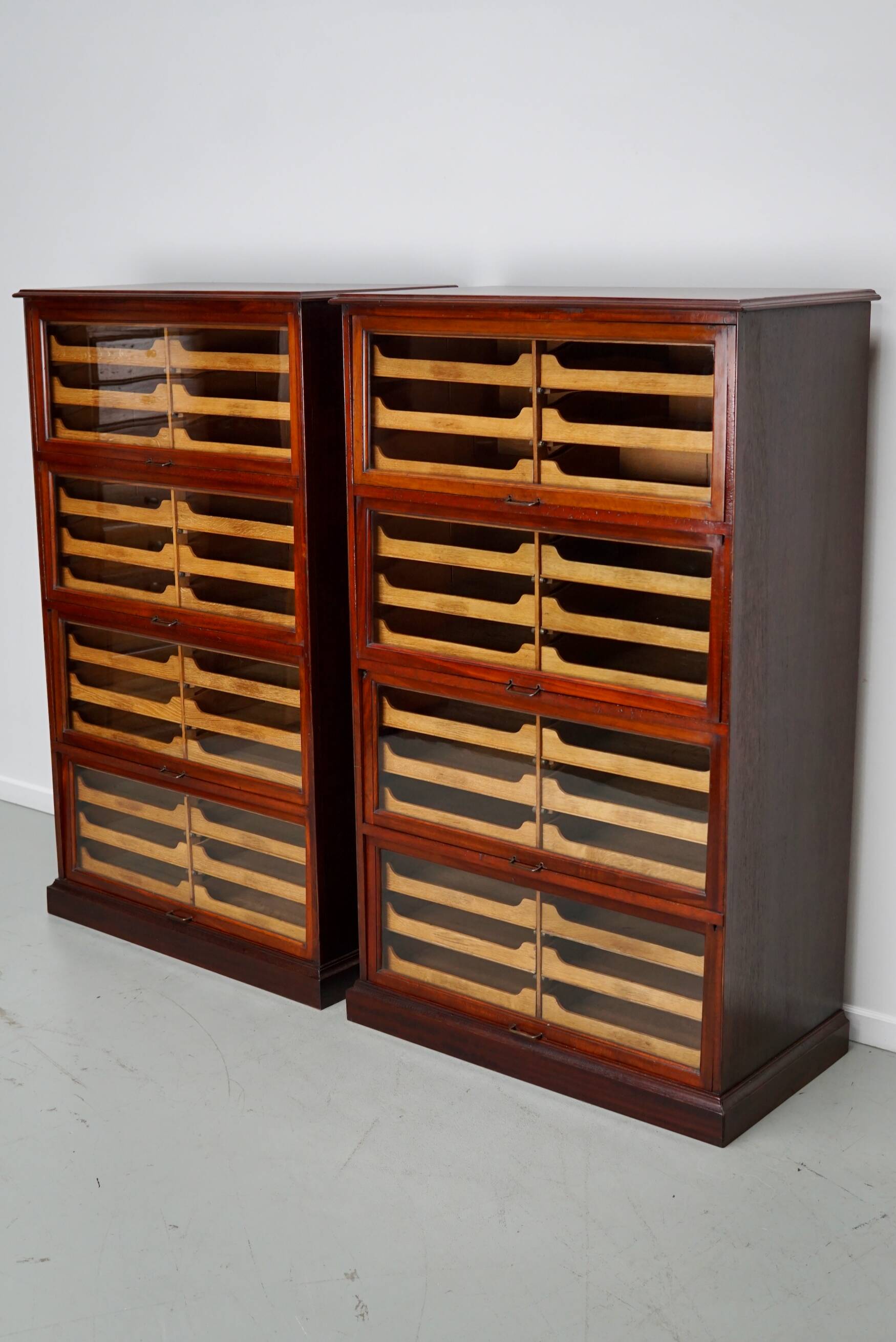 English Haberdashery Shop Cabinet with Glass Fronted Folding Doors, Ca 1920