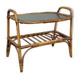 Dutch Design rattan side table with cloud glass top