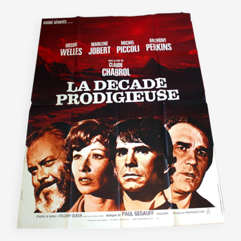 Affiche cinéma originale "La Décade Prodigieuse" 1971 Orson Welles Chabrol 120x160 cm