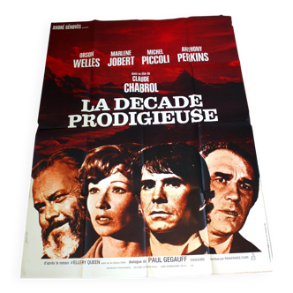 Affiche cinéma originale "La Décade Prodigieuse" 1971 Orson Welles Chabrol 120x160 cm