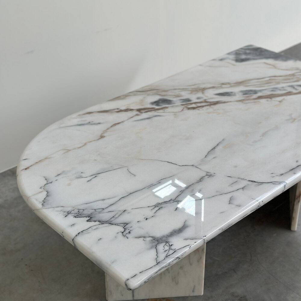 Large Italian postmodern marble coffee table, sculptural vintage stone table, 1980s