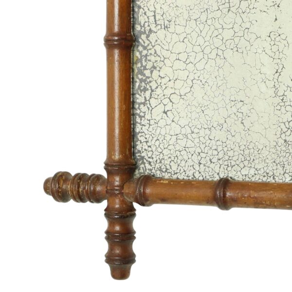 Miroir ancien en bois imitation bambou France 40x34cm