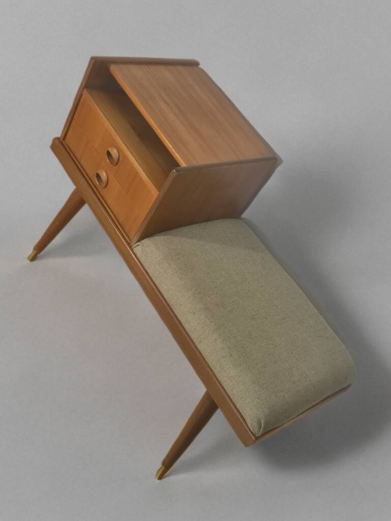 Teak telephone bench, Vintage Scandinavian 1960s