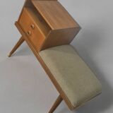 Teak telephone bench, Vintage Scandinavian 1960s