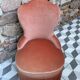 Fauteuil chauffeuse vintage velours saumon