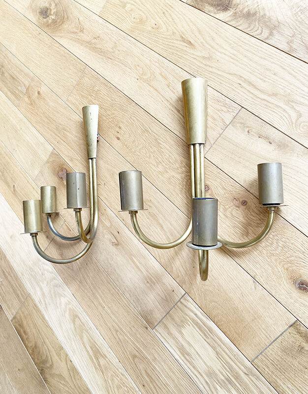 Set of 2 brass wall lights