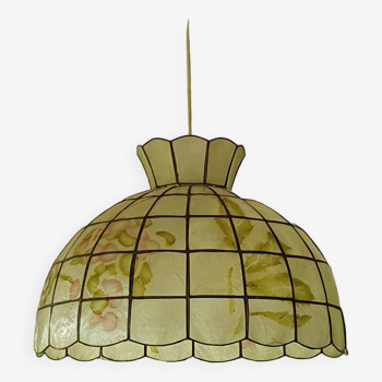 Mother-of-pearl and brass chandelier