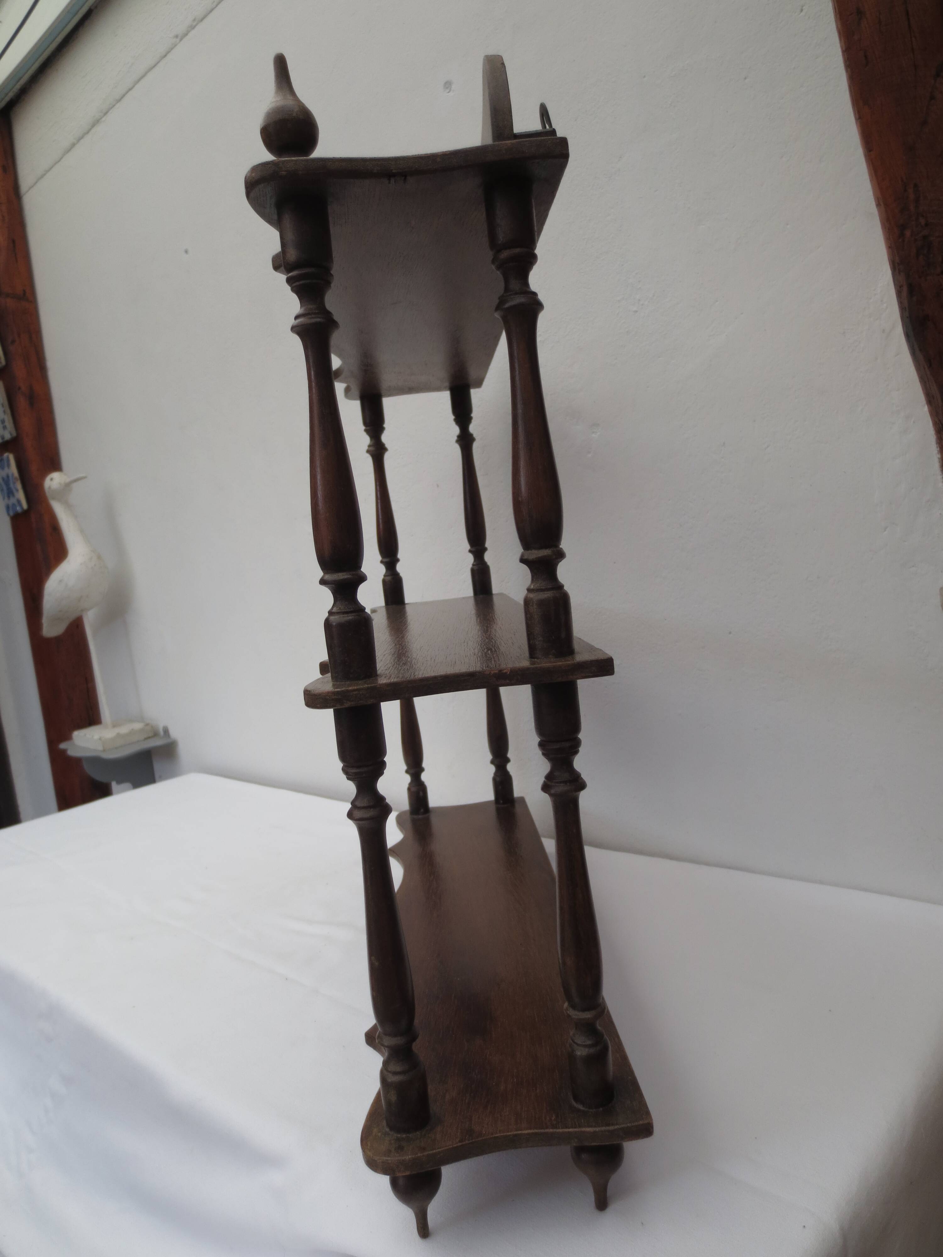 Old turned wood shelf, walnut color