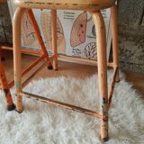 Pair of low metal stools industrial workshop - vintage