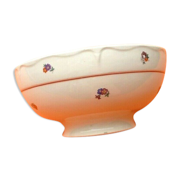 Saladier  faïence décor floral 1930