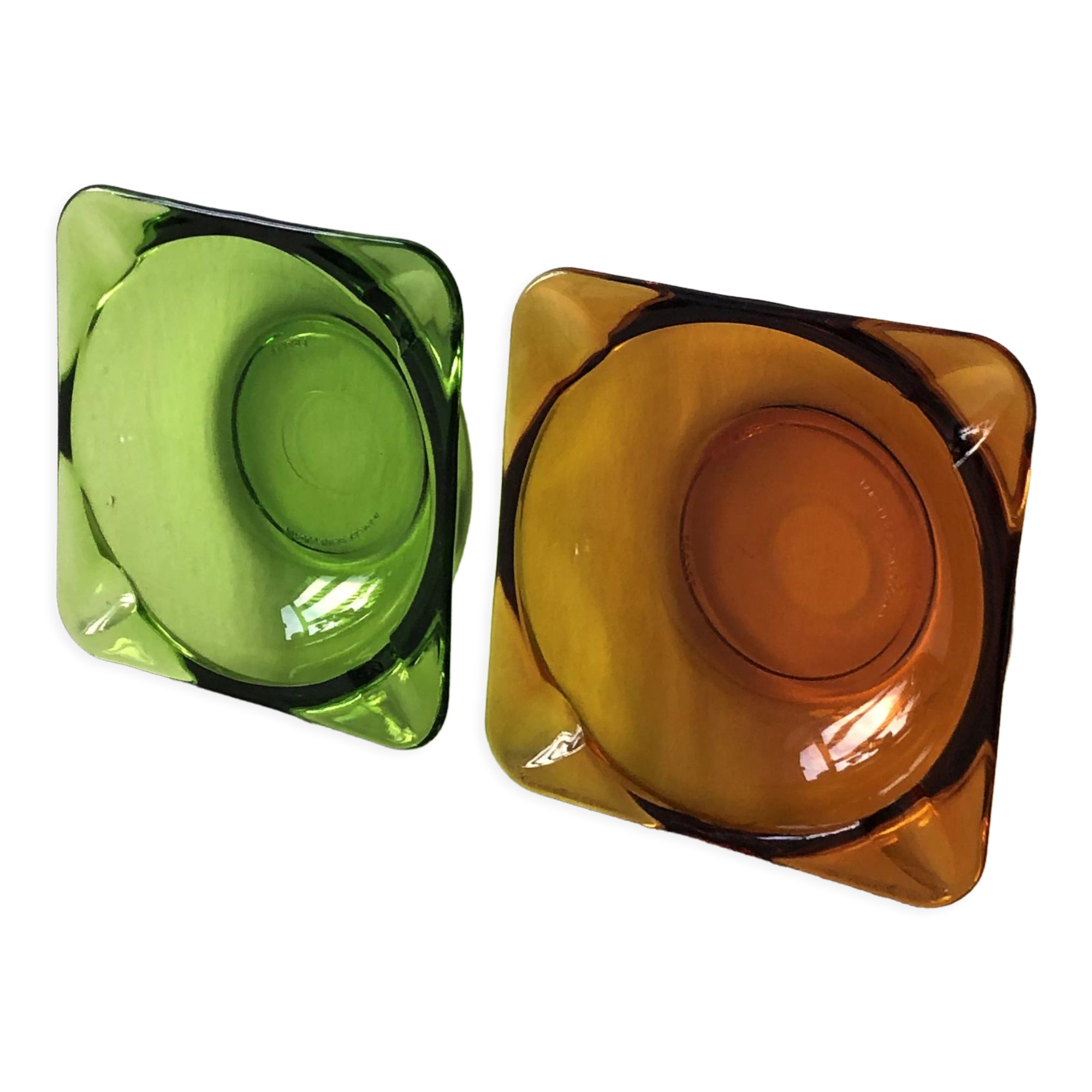 Cendrier carré Marlboro vintage vert ou jaune translucide, Duralex