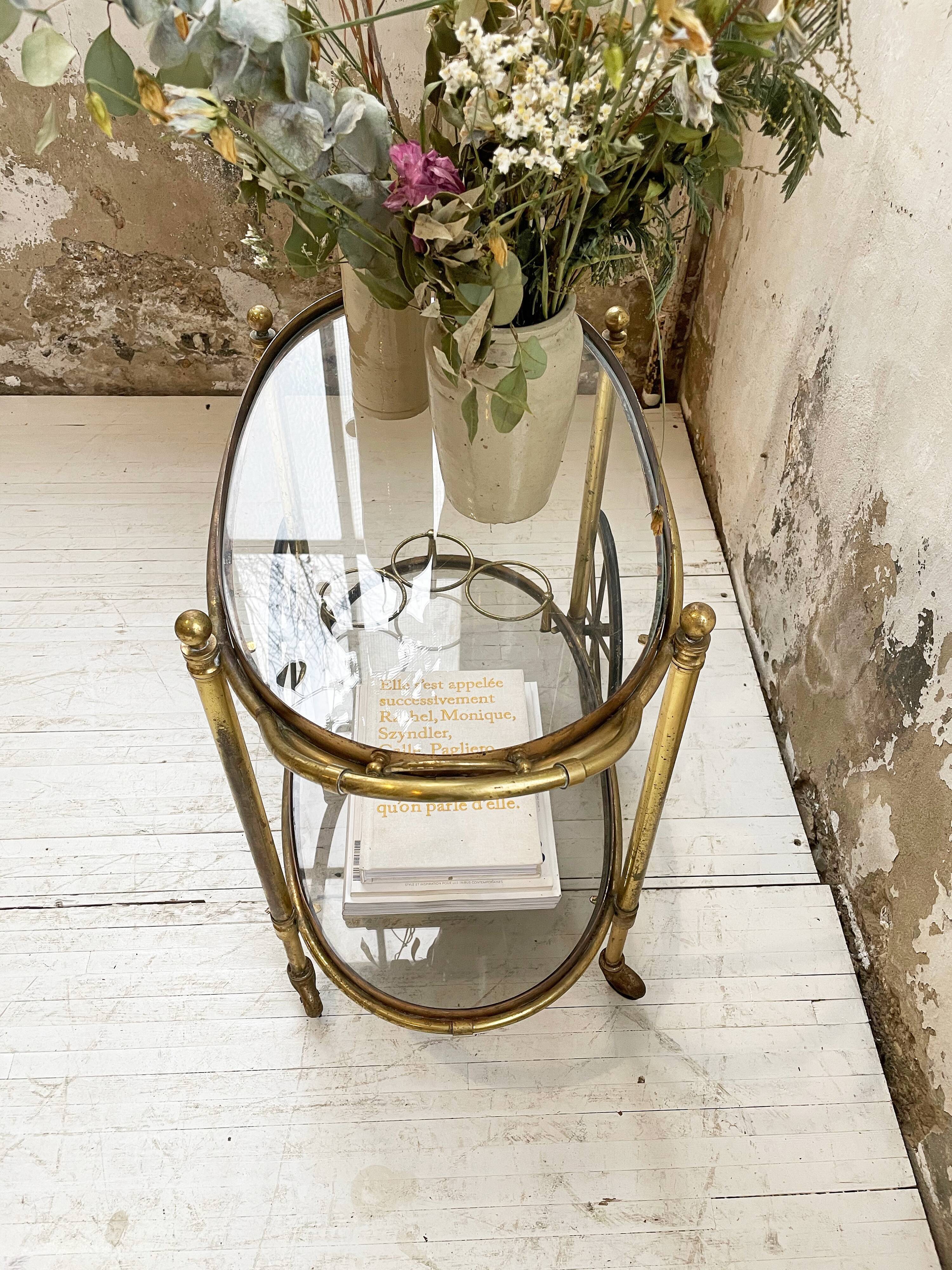 Cart serves brass bar