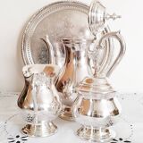 Antique Silver Plated Coffee Set and Cups
