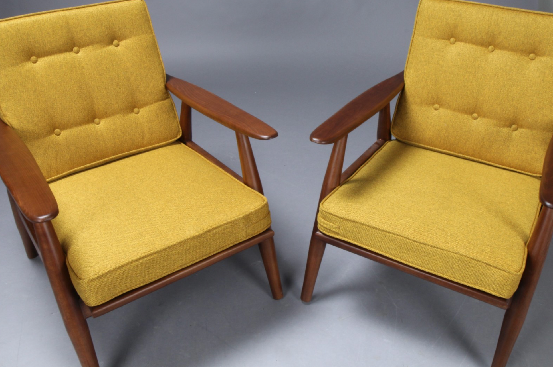 Pair of vintage Scandinavian wooden armchairs