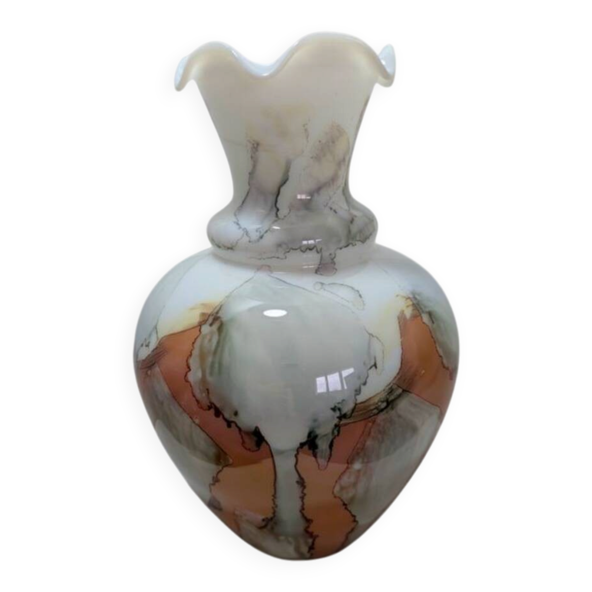 Italian vase Stelvia Empoli in amber marbled glass, 1960s.