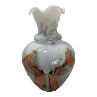 Large Italian vase Stelvia Empoli – Amber marbled glass – 1960s – 3