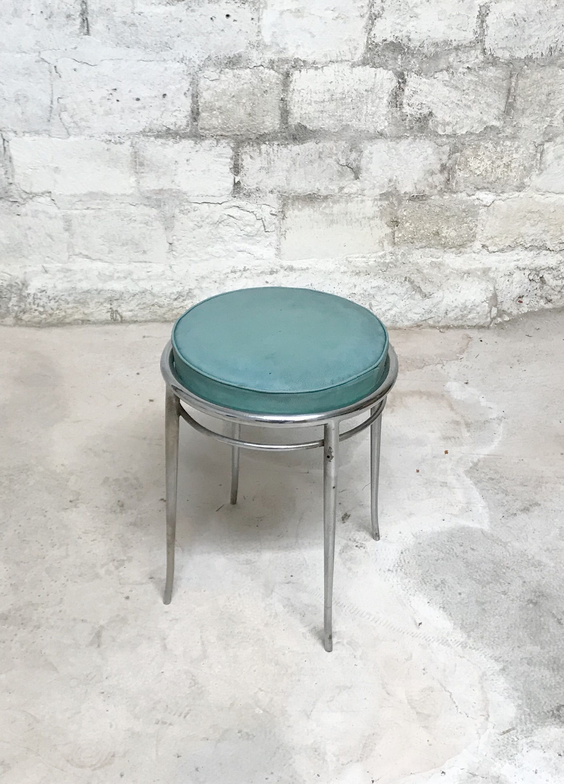 Bauhaus turquoise metal stool