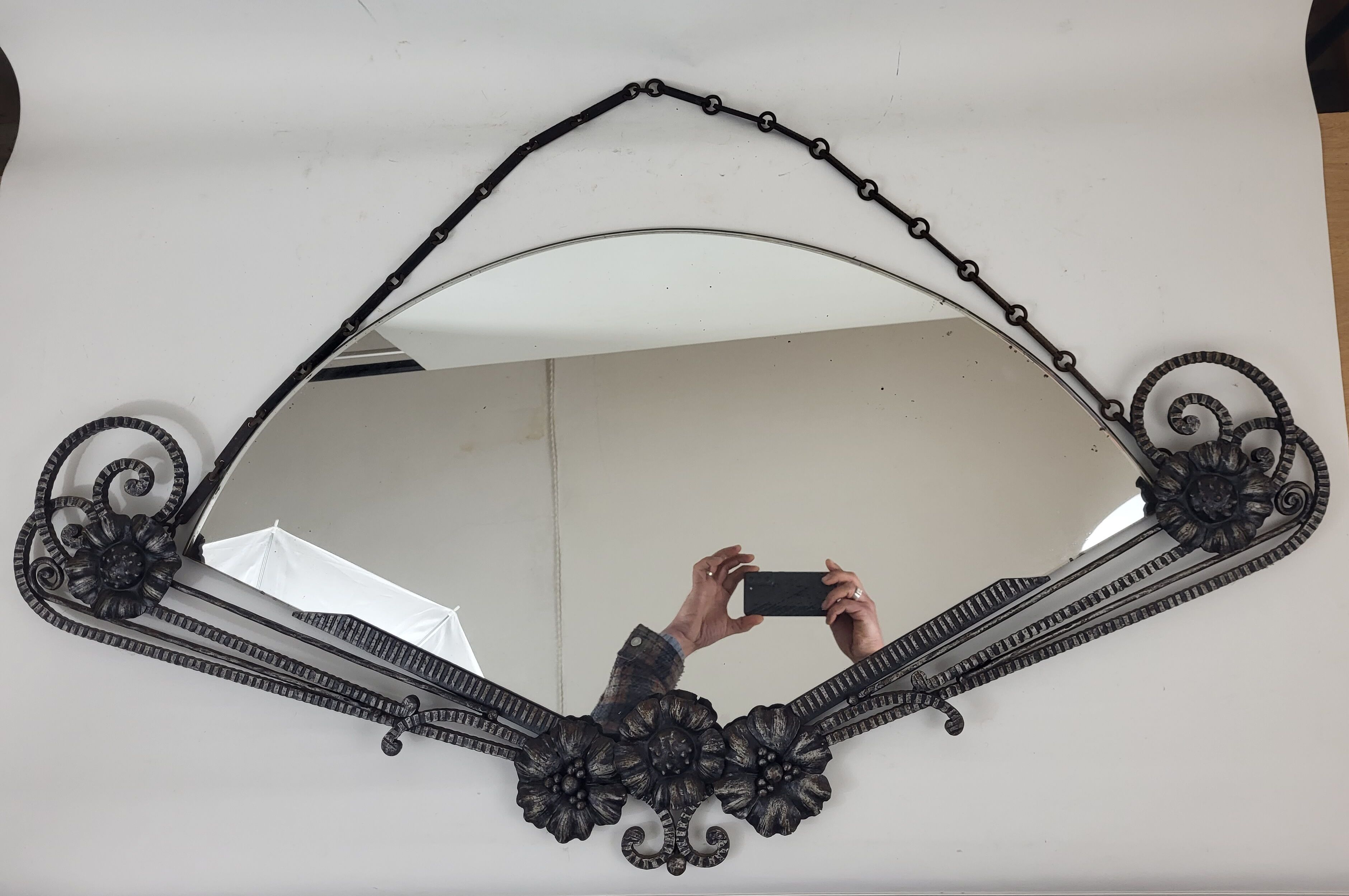 Art deco wrought iron mirror