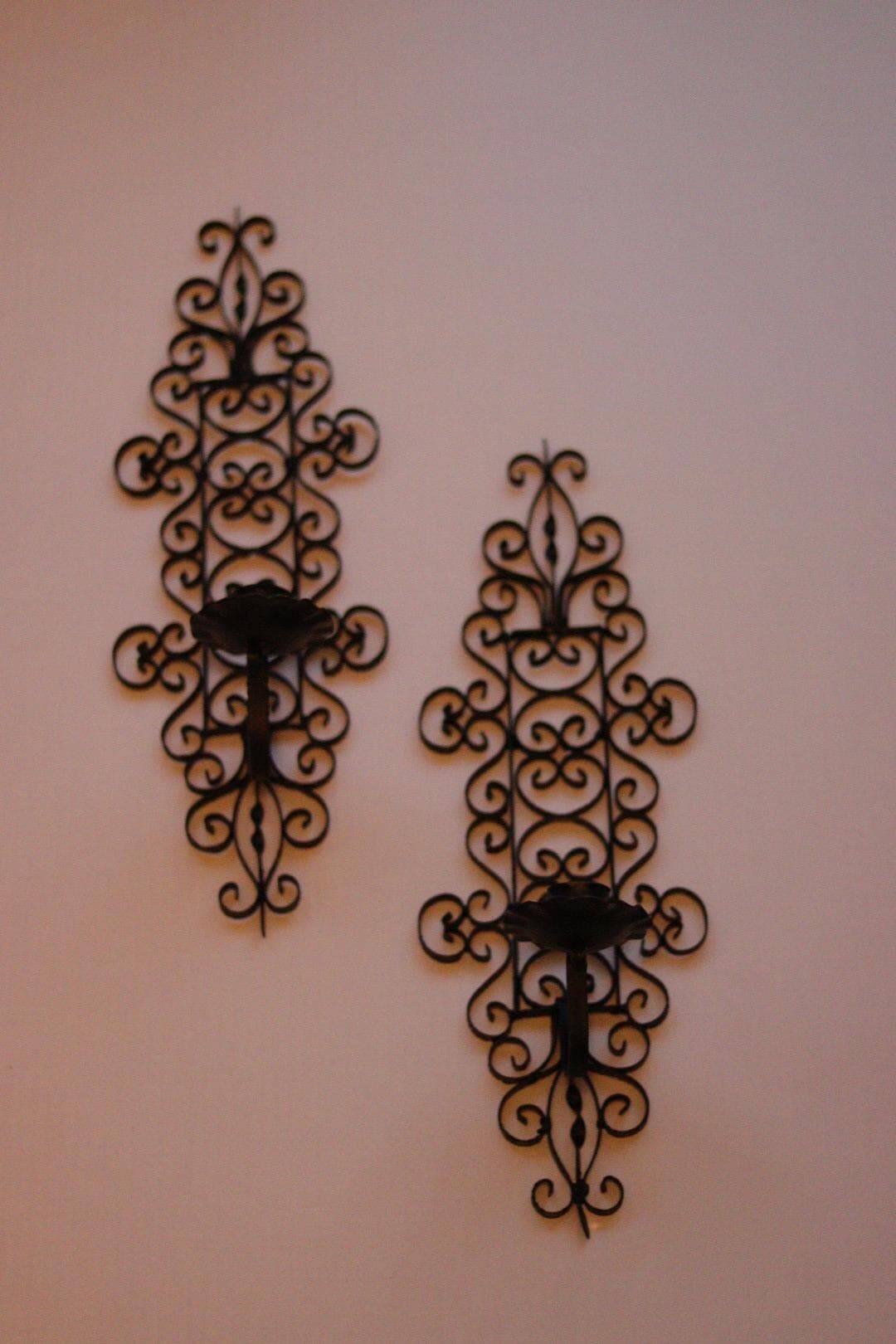 Paire de appliques en métal noir vintage