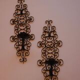 Paire de appliques en métal noir vintage