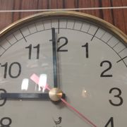 Old wall clock jaz quartz wall clock in formica brown 1960s
