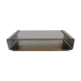 Table low vintage 1970s stainless and glass Jean-François Monnet