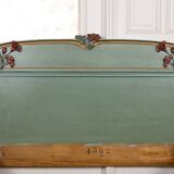 Art Nouveau bed in carved and painted wood, Poppies, Circa 1900
